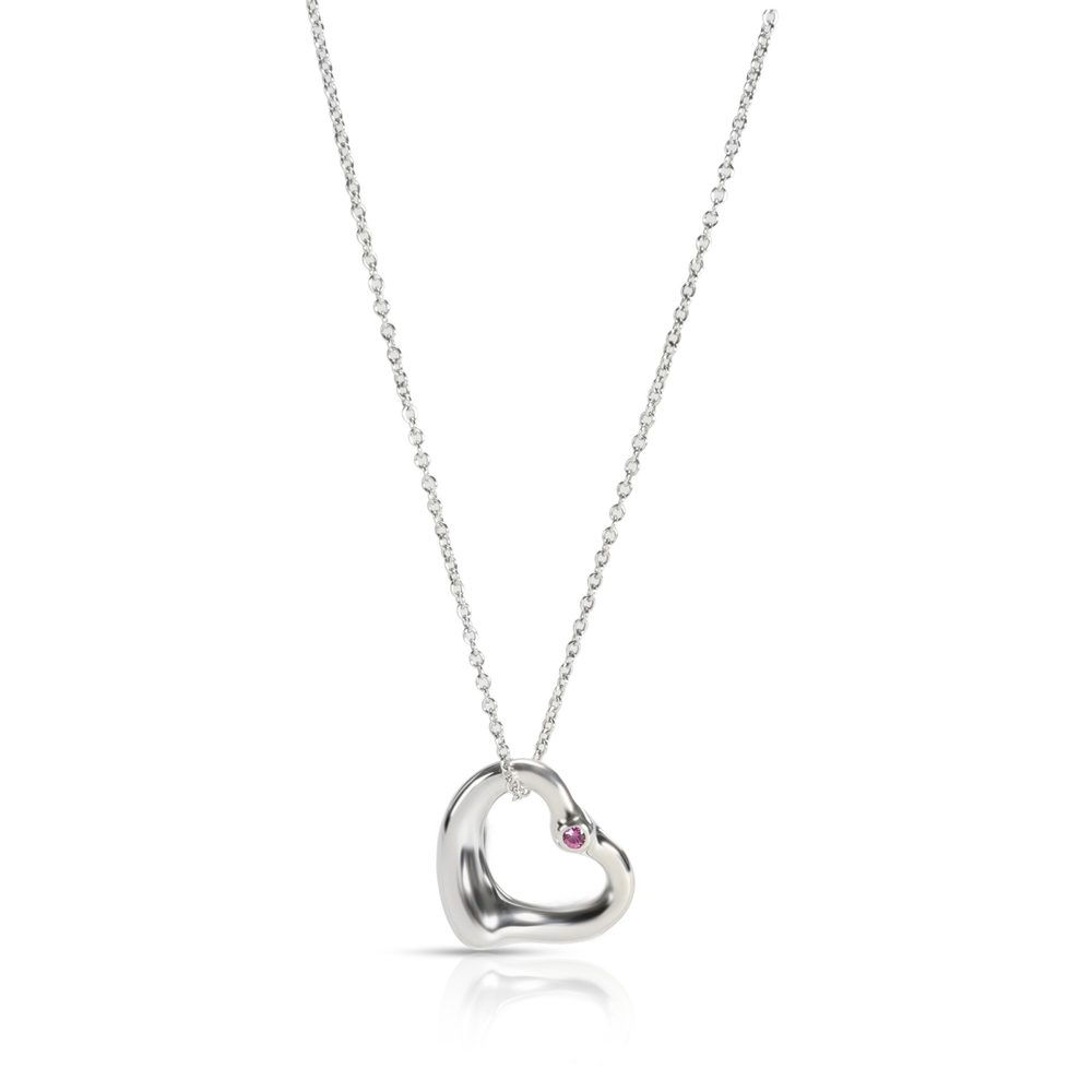Tiffany Elsa Peretti Pink Sapphire Necklace In Sterling Silver